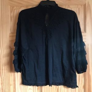 Frye Victorian Sheer Neck Blouse